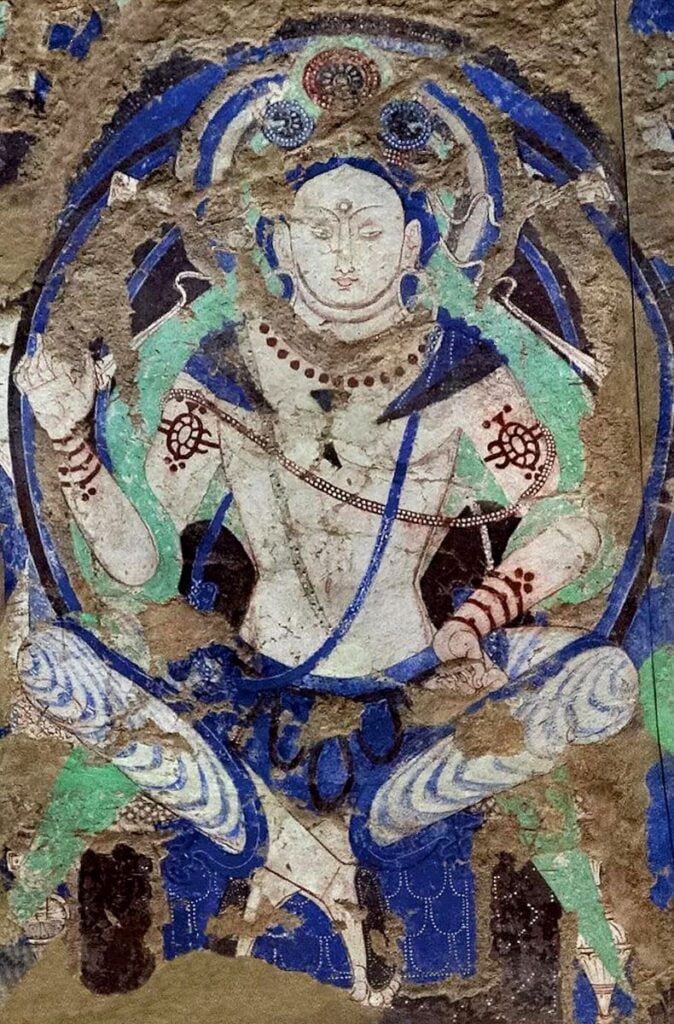 6th century painting of Maitreya, Kizil Caves, Cave 224 6th century painting of Maitreya, Kizil Caves, Cave 224