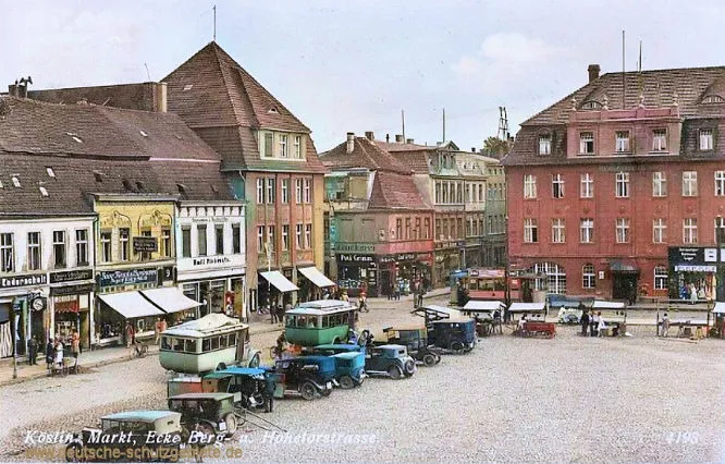 Pomerania. Koszalin (Köslin) Rynek na rogu Bergstrasse i Hohetorstrasse. źródło foto: https://deutsche-schutzgebiete.de