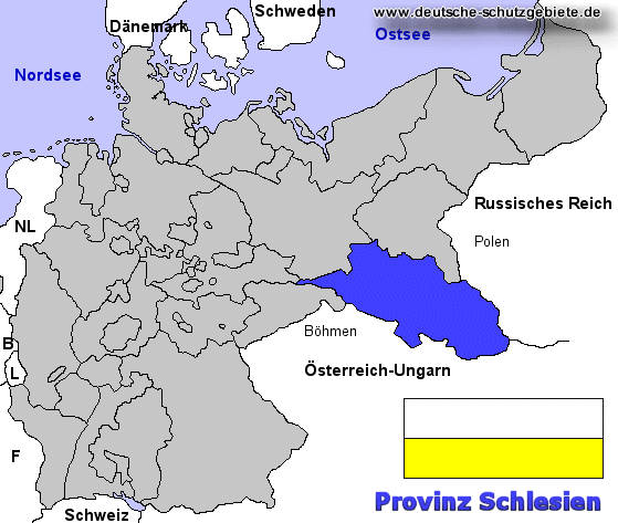 Śląsk, położenie w Cesarstwie Niemieckim źródło: https://deutsche-schutzgebiete.de