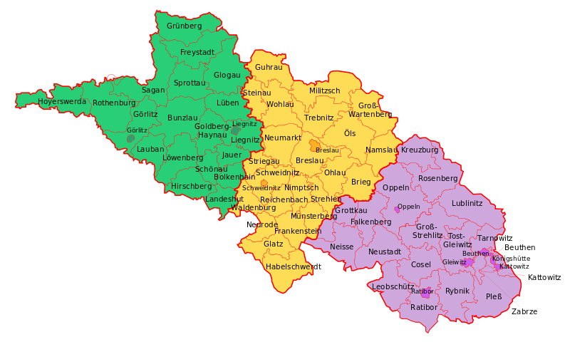 mapa Śląska z http://www.salia-silesia.eu/de/